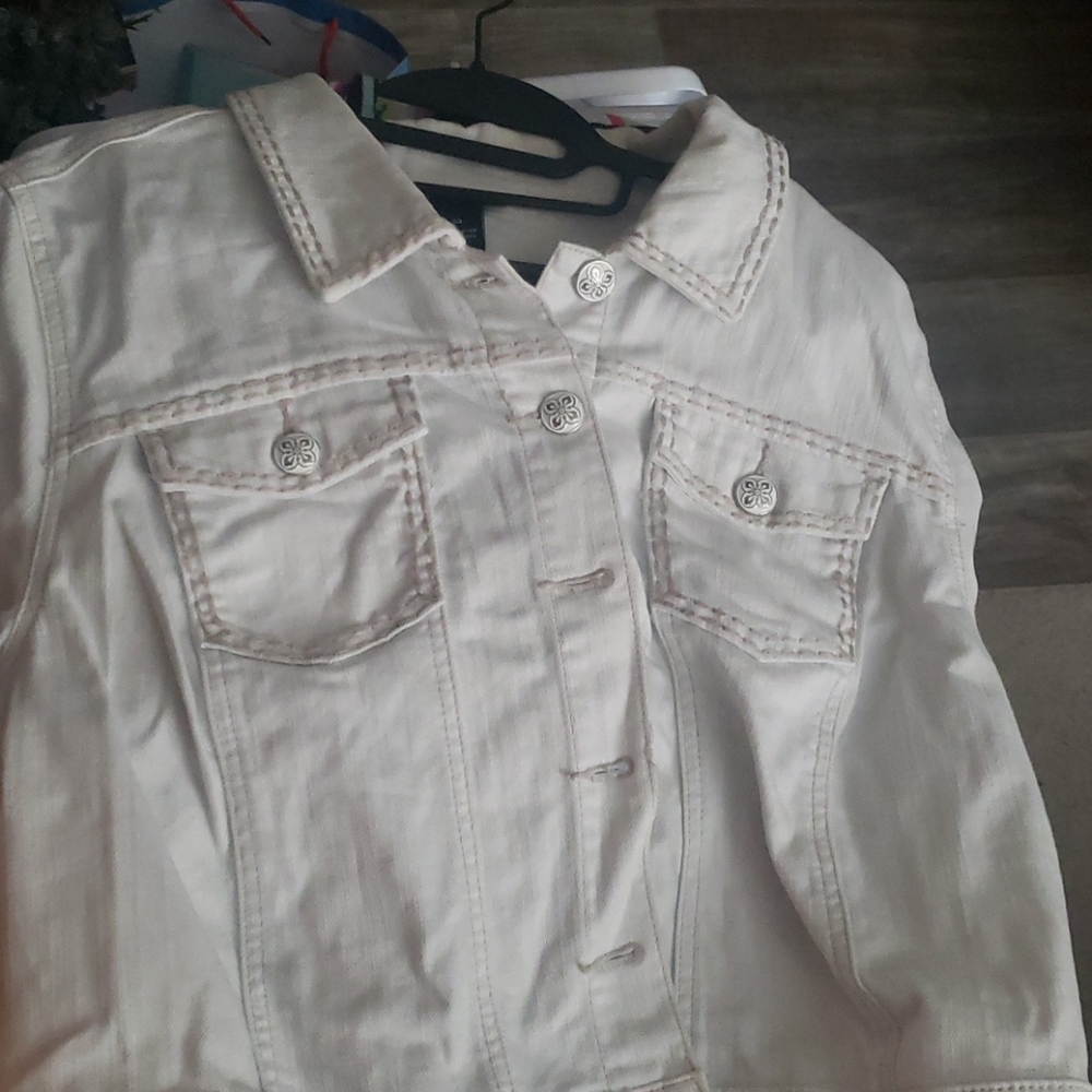 white jean jacket